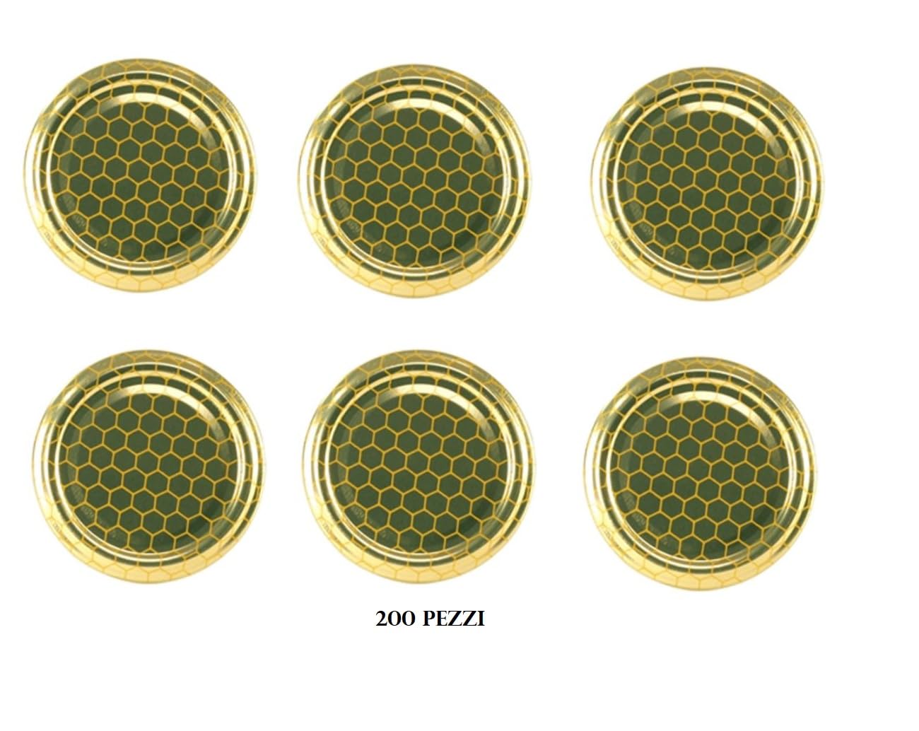 200 Tappi Capsule Capsula Tappo Copercchio Diam. 70 alveare Per Barattolo Vetro Per il Miele Color Oro