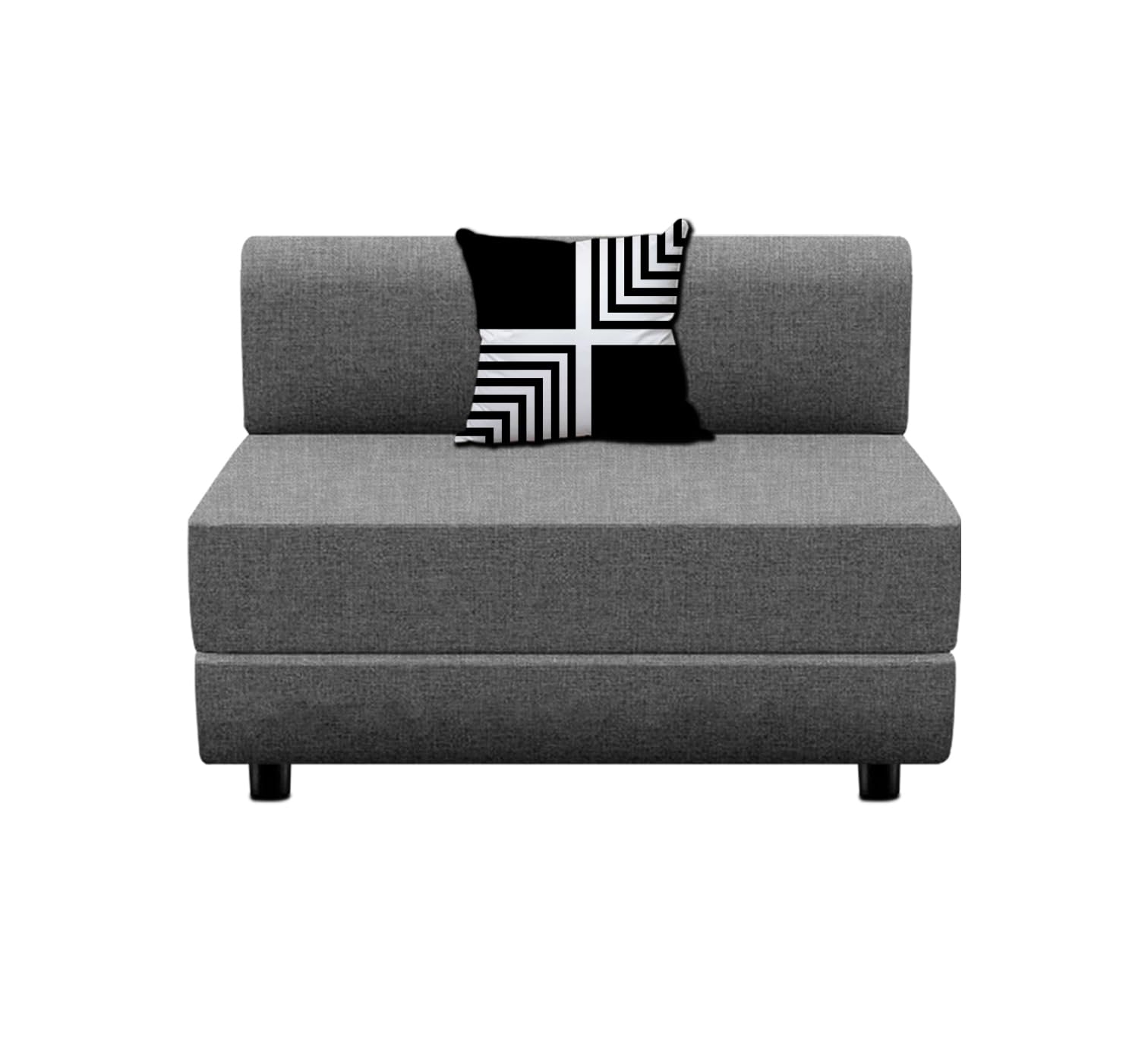 TRENDY VIBES Foldable Sofa Cum Bed Leg Sofa-Bed | 3X6' Feet, One Seater | Jute Fabric Washable Cover with Cushion - Grey Color