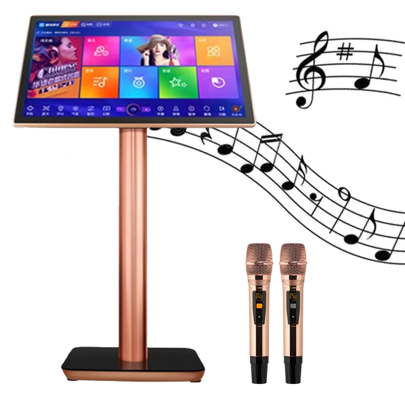 Macchina per Karaoke Intelligente, apparecchiatura per Lettore Karaoke, Touch Screen da 19,5 Pollici con visualizzazione dei Testi, Macchina per Karaoke Tutto in Uno con Microfono