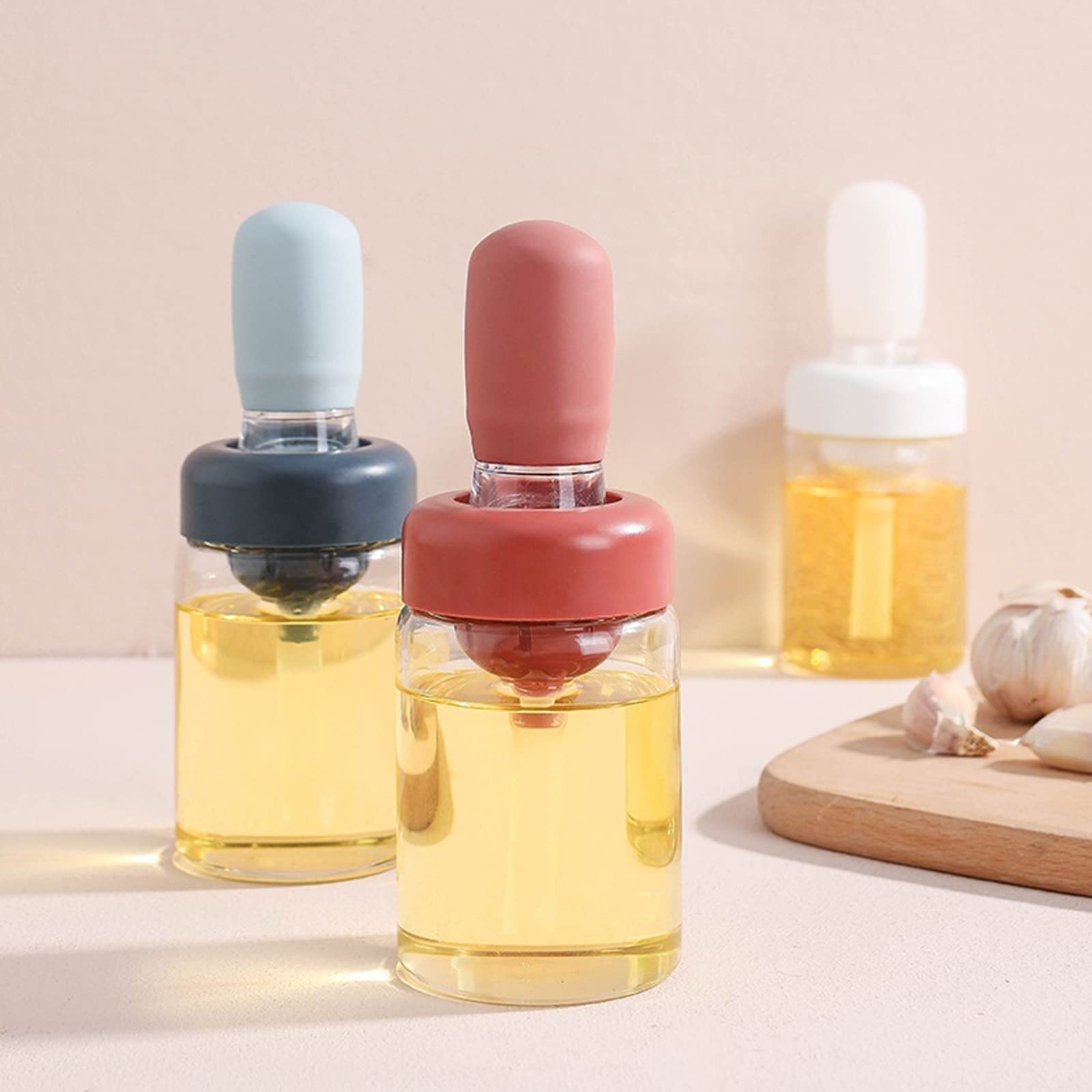 Botella de aceite portátil de silicona para barbacoa, herramienta de cocina, hornear, pastelería, barbacoa, accesorios de camping al aire libre, accesorios (blanco)