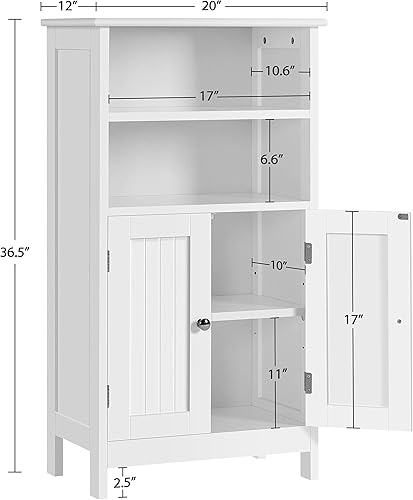 Miniatura 3 de Topeakmart Armario de almacenamiento para piso de baño con 2 puertas y estantes ajustables organizador de almacenamiento lateral para sala de