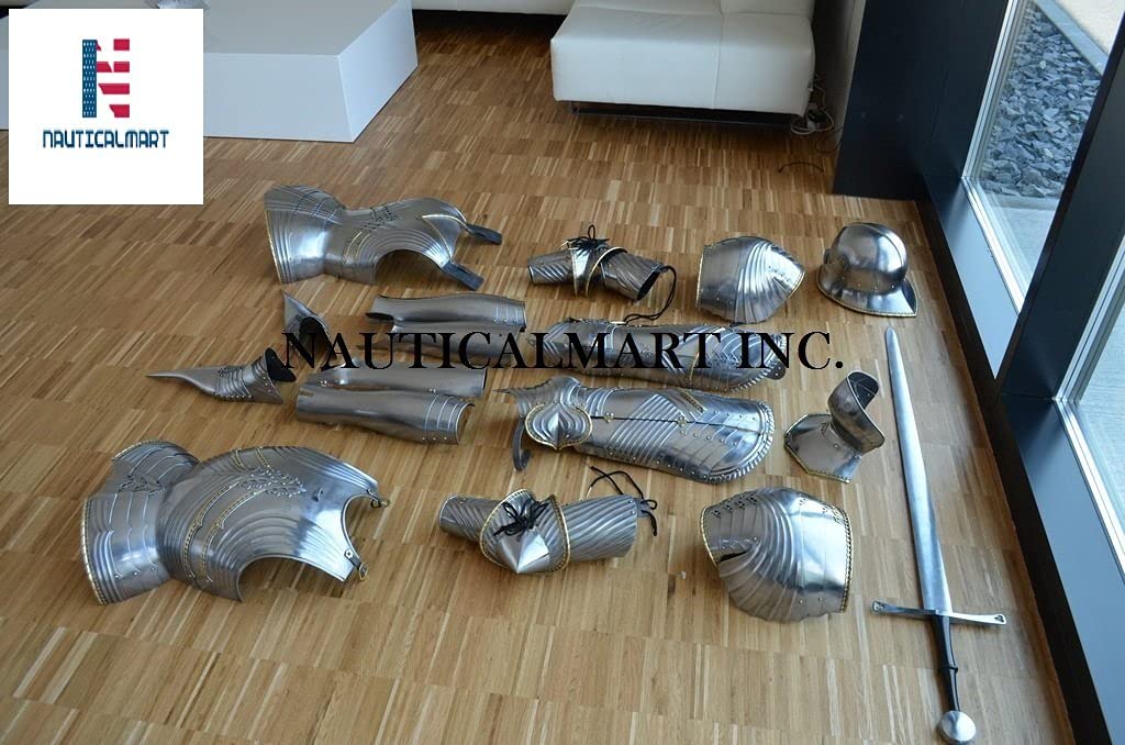 NauticalMart 15th Century Gothic Plate Armour - Gothic Suit of Armor Silver