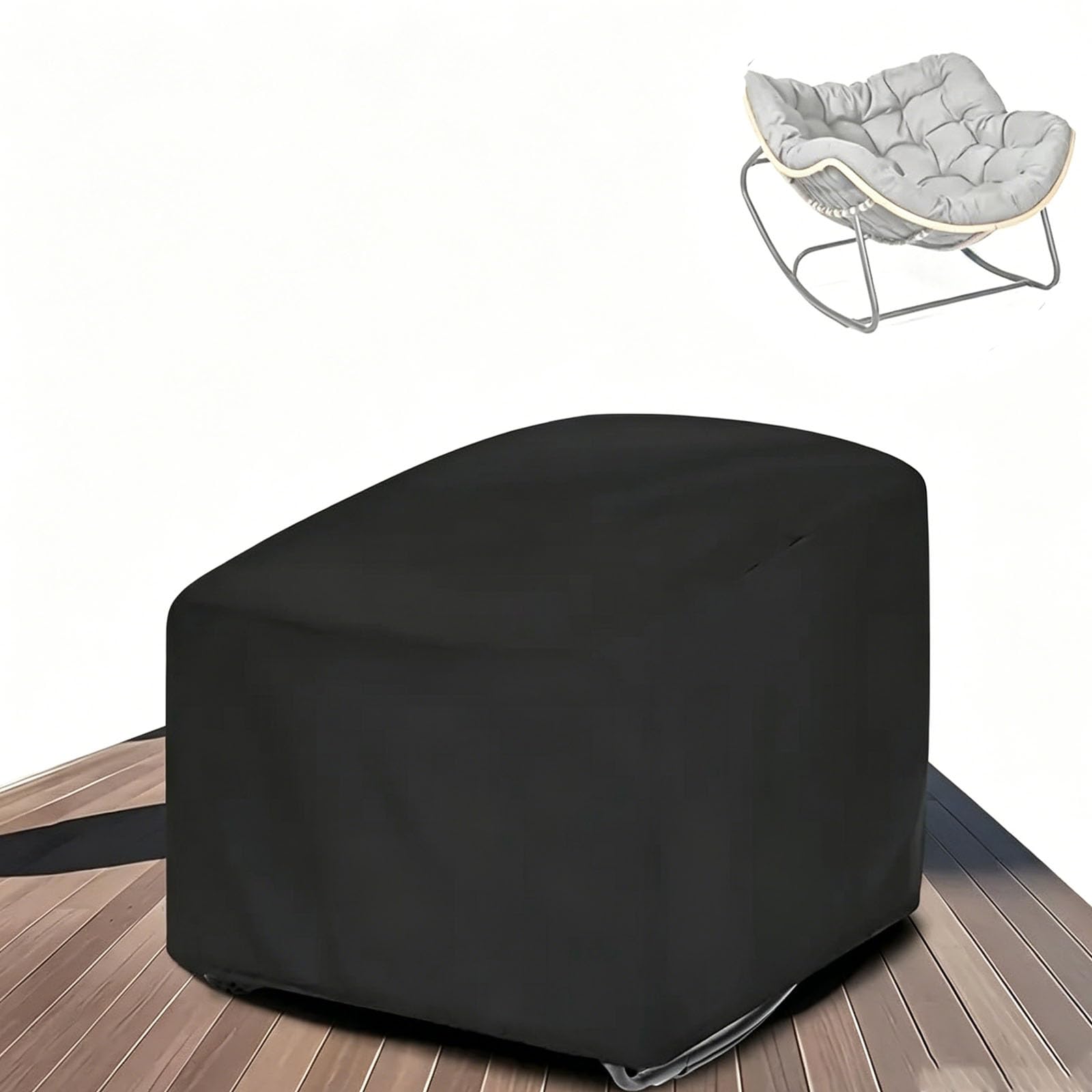 XUHCLY Lounger Chair Cover Outdoor,Garden Sunbed Rocking Cover,Waterproof Windproof Sun Lounger Outdoor Rocking Sofa Protection Covers for Rattan Daybe(Size:96x116x48cm(420D),Color:Black)