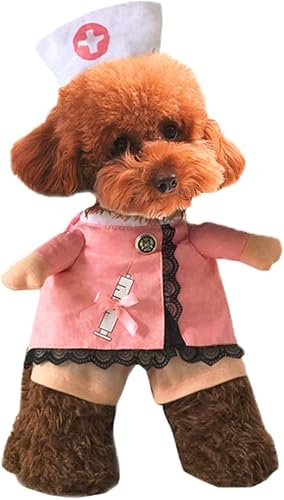 Xiaoyu Disfraz de enfermera y perro, cachorro, gato, disfraz de Halloween, fiesta de cosplay, disfraz para perros pequeños y gatos, talla L