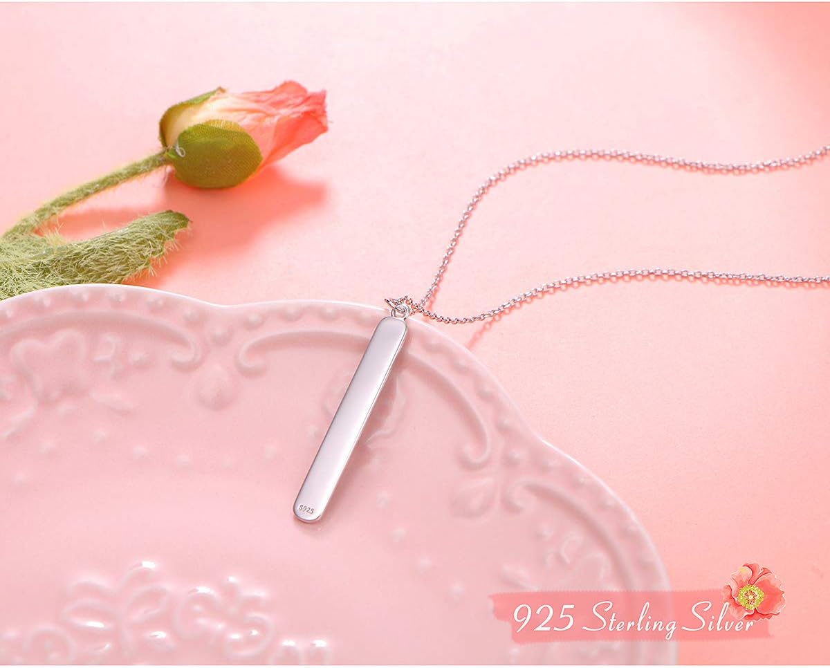 DAOCHONG S925 Sterling Silver Crescent Phases Moon Vertical Bar Pendant Necklace for Women Jewelry - Image 4