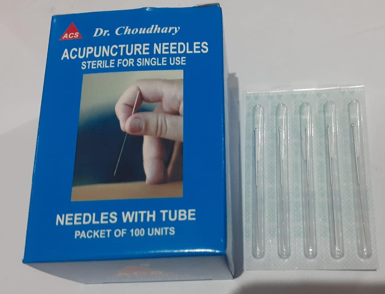 ACS Sterile Acupuncture Needles With Guided Tube For Single Use Blue Box Size:- 0.25 x 75