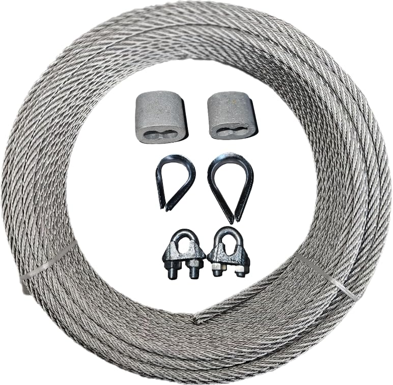 Image of Fitness core, Stainless Steel Wire Rope, 5mm Diameter, 20 Meter Length, Silver Cable for Lifting and Rigging, with 2ps-ulock, 2ps-ferrul, 2ps-eyelock.