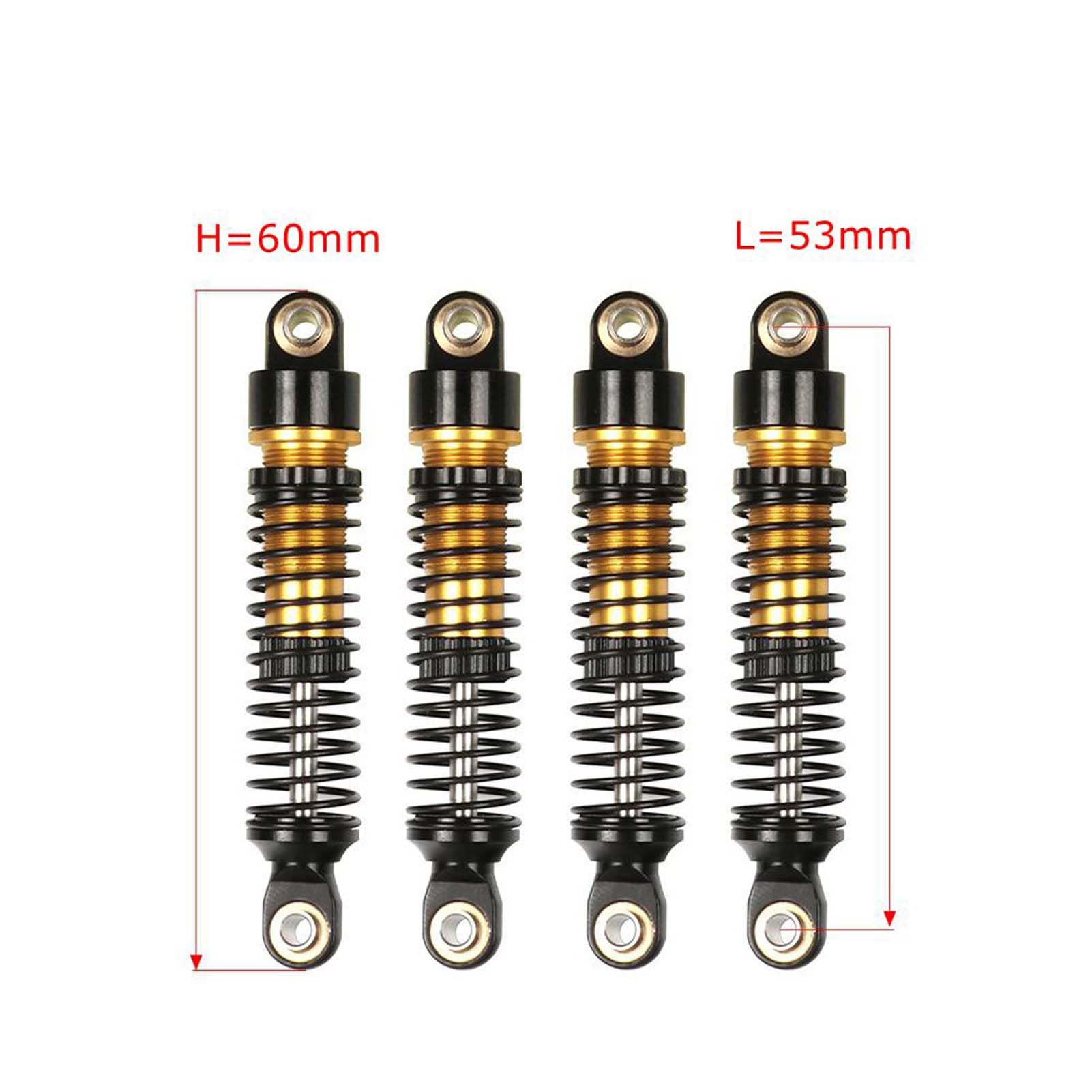 KEEDA 4PCS Aluminum Threaded Shock Absorbers Oil Damper for 1/18 RC Crawler Car TRX4M TRX4MT 1/12 RC Crawler Upgrade Parts (Gold, 53mm) - Image 2