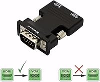 Vista 1 de Adaptador HDMI a VGA, 1080P 60Hz, con cable de audio de 0.138 in, compatible con computadora portátil a monitor de proyector de TV