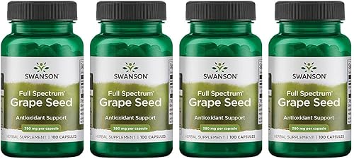 Swanson Semilla de uva Corazón Antioxidante Radicales libres de Apoyo a la Presión Arterial Saludable Polifenoles OPCS Suplemento Herbal 380 mg 100