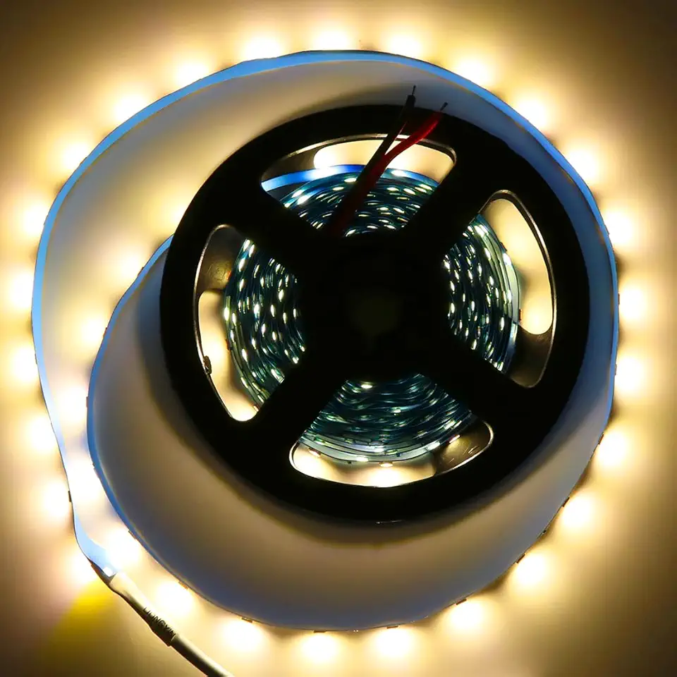 Fita Led 2835 Rolo 5 Metros 300leds Ip20 Dupla Face + Fonte (Branco Quente)