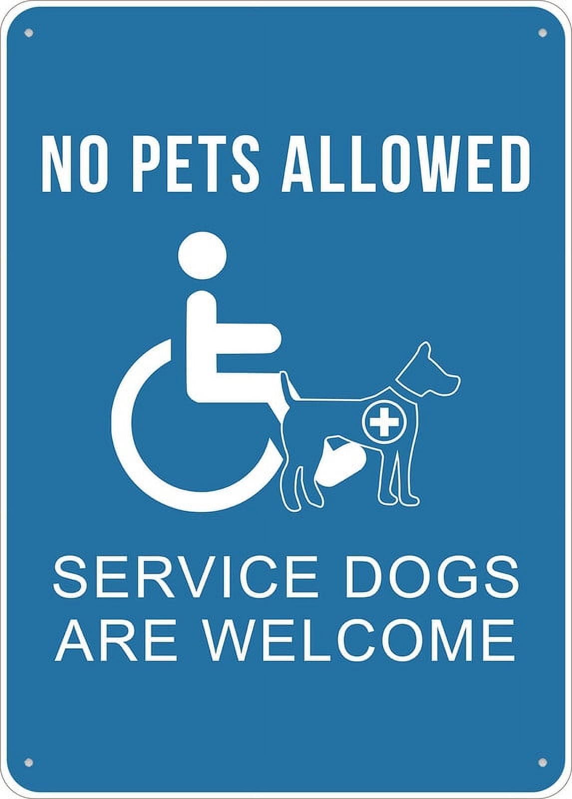 peiyeety Attention No Pets Dogs Service Dogs Allowed Sign 12"x8" Premium Aluminum Yard - Sun-Proof, Rust-Free for House