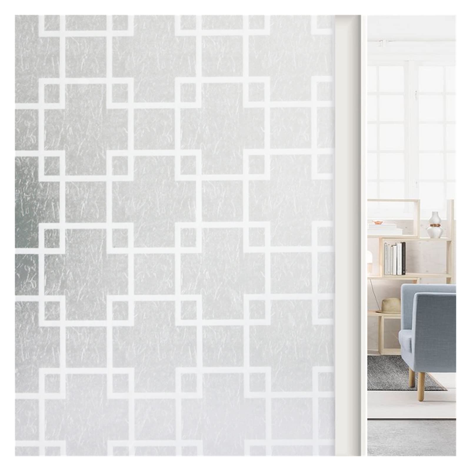 Privacy Film For Glass Windows,Stained Decorative Static Self Adhesive Sticker(Ivory,90x200cm)