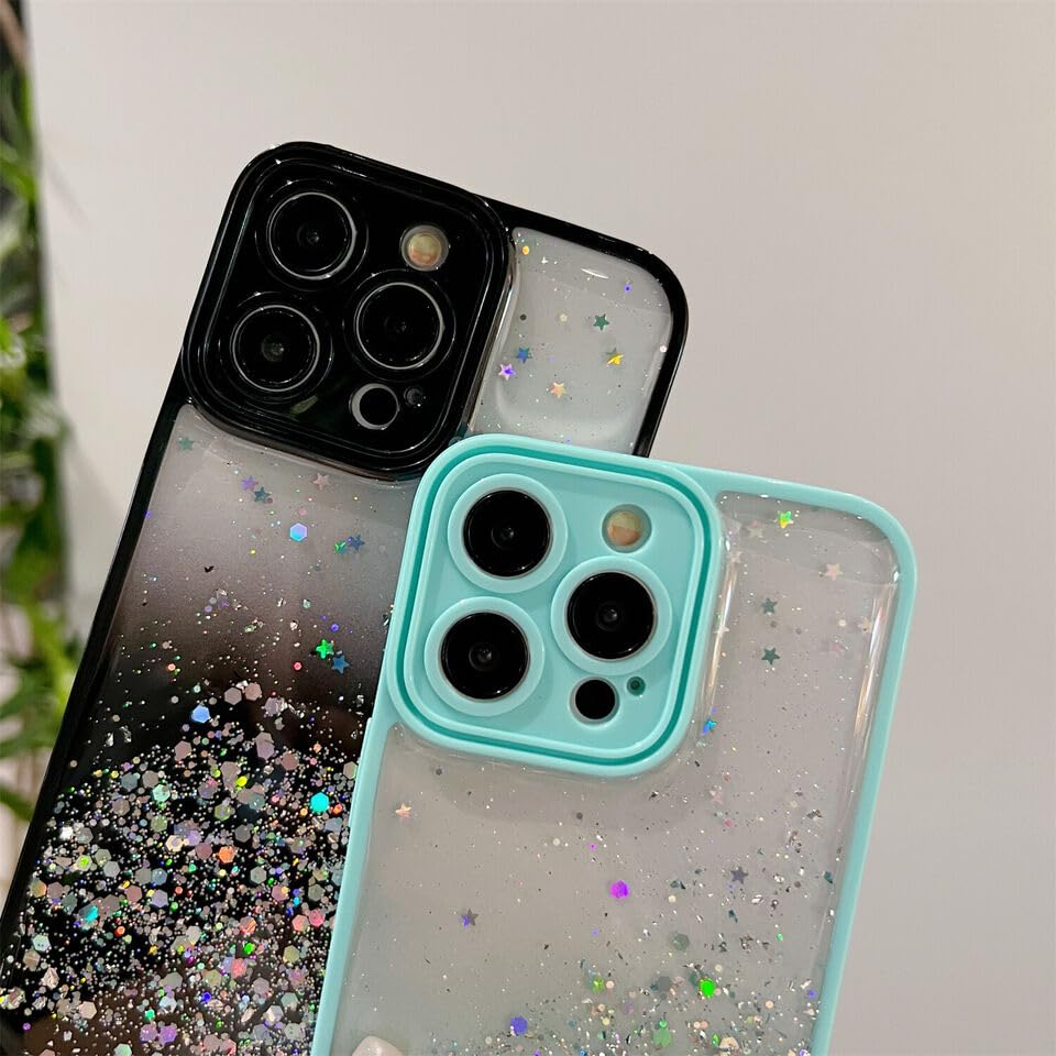 Image of DIZORO Back Cover Compatible for iPhone 15 Pro (6.1 inch), Non Moving Bling Glitter Cover for Girls & Women Soft TPU Shockproof Anti Scratch Drop Protection Covers (Mint Green)