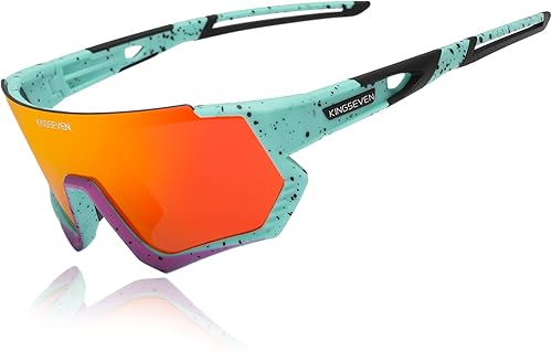 KINGSEVEN Gafas de sol polarizadas de ciclismo para hombre, gafas de sol deportivas MTB gafas de bicicleta UV400 protección LS910 Rojo