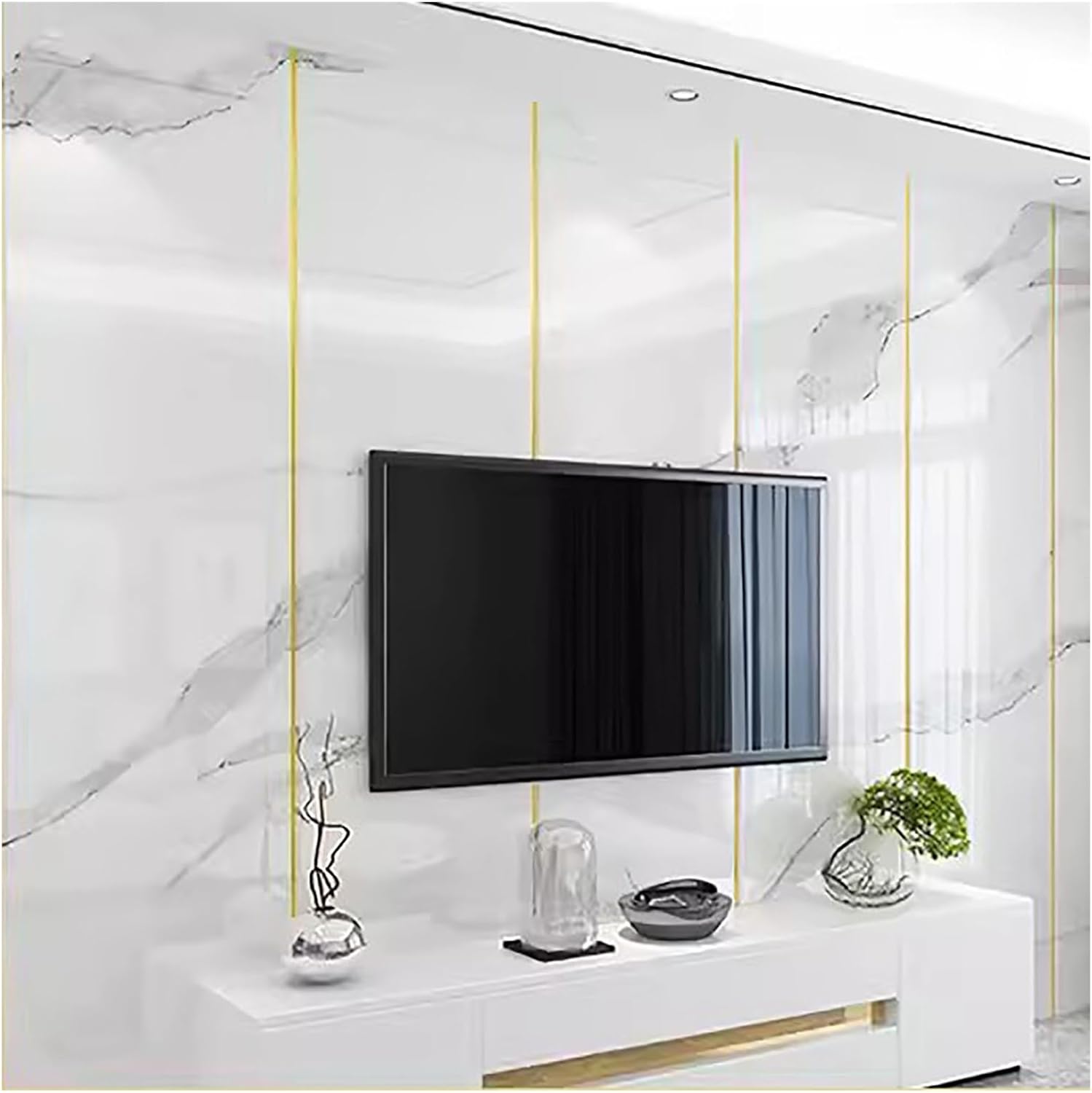 Marble Paper Removable Wallpaper Film Self-Adhesive,Tin Foil Bottom Self Adhesive Cover,Tile Wall Sticker for DIY Project
