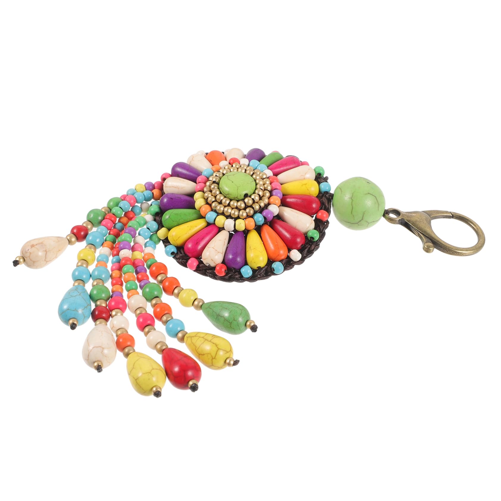 FOMIYES Handgefertigter Schlüsselanhänger Ethno Farbenfrohes Blumenmotiv Dekorativer Taschenanhänger für Frauen Einzigartiges Bohemian Design Verschenken Zufällige