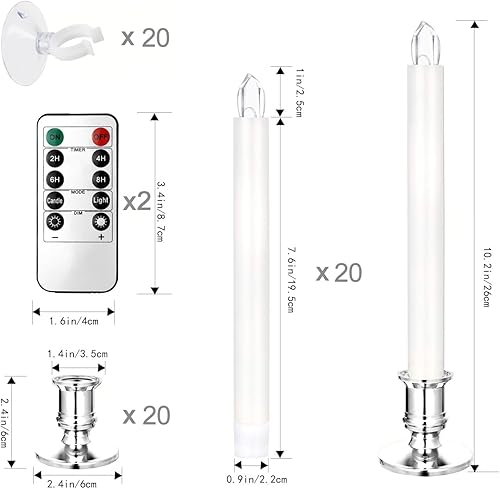 Miniatura 9 de YAUNGEL Velas de ventana, paquete de 8 velas LED de Navidad que funcionan con pilas para ventanas con luces eléctricas remotas con portavelas
