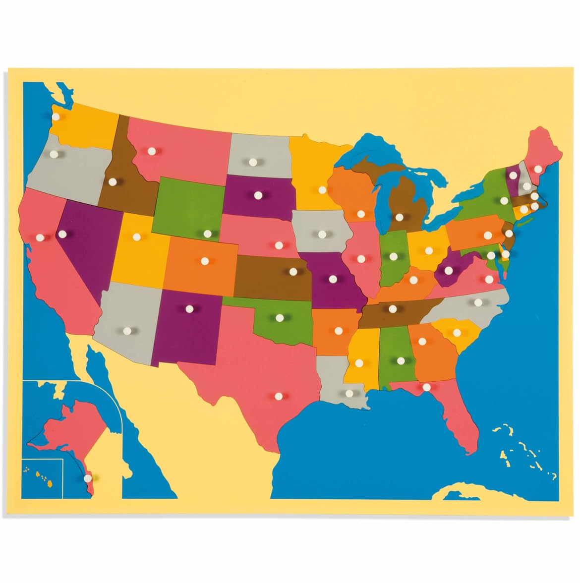 Montessori USA Map Puzzle for Kids with Labeled USA Control Map - Montessori