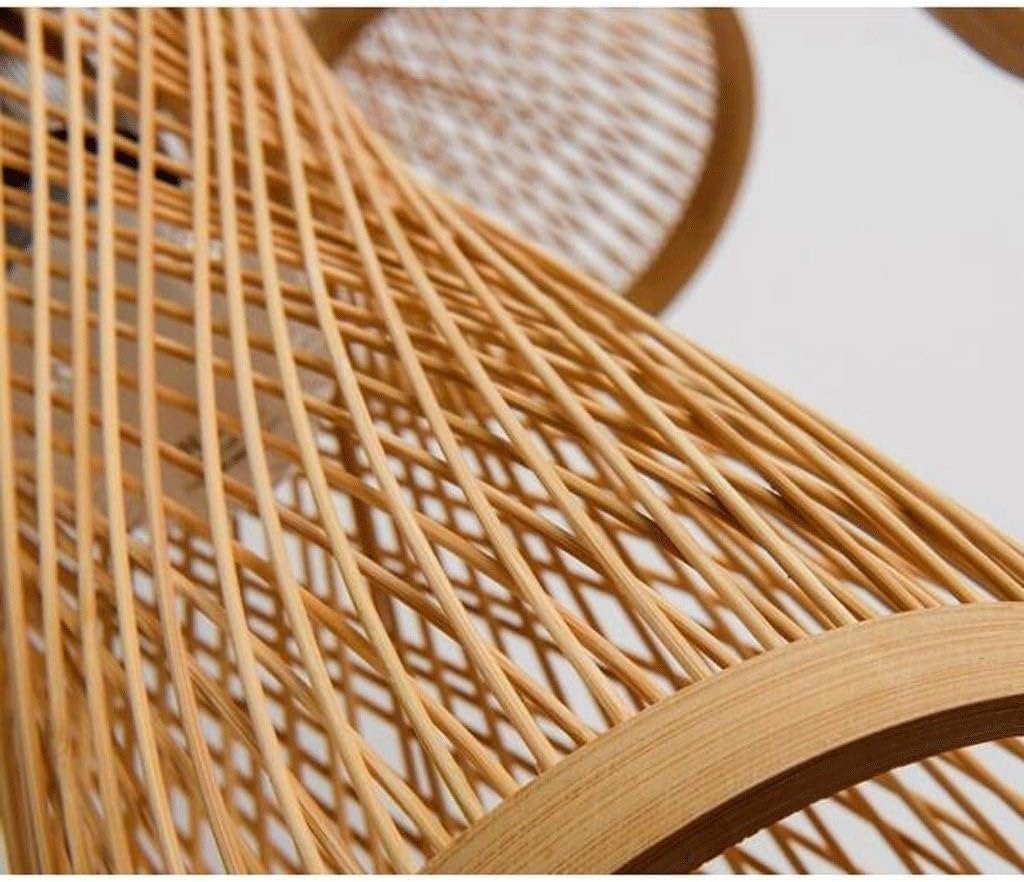 Lampadario Vintage in bambù, Lampada a Sospensione Lunga in Rattan, lineare, Intrecciata, Stile Rustico da Fattoria, Boho, costiero, con Cesto in Vimini, Ideale per Isola Cucina e