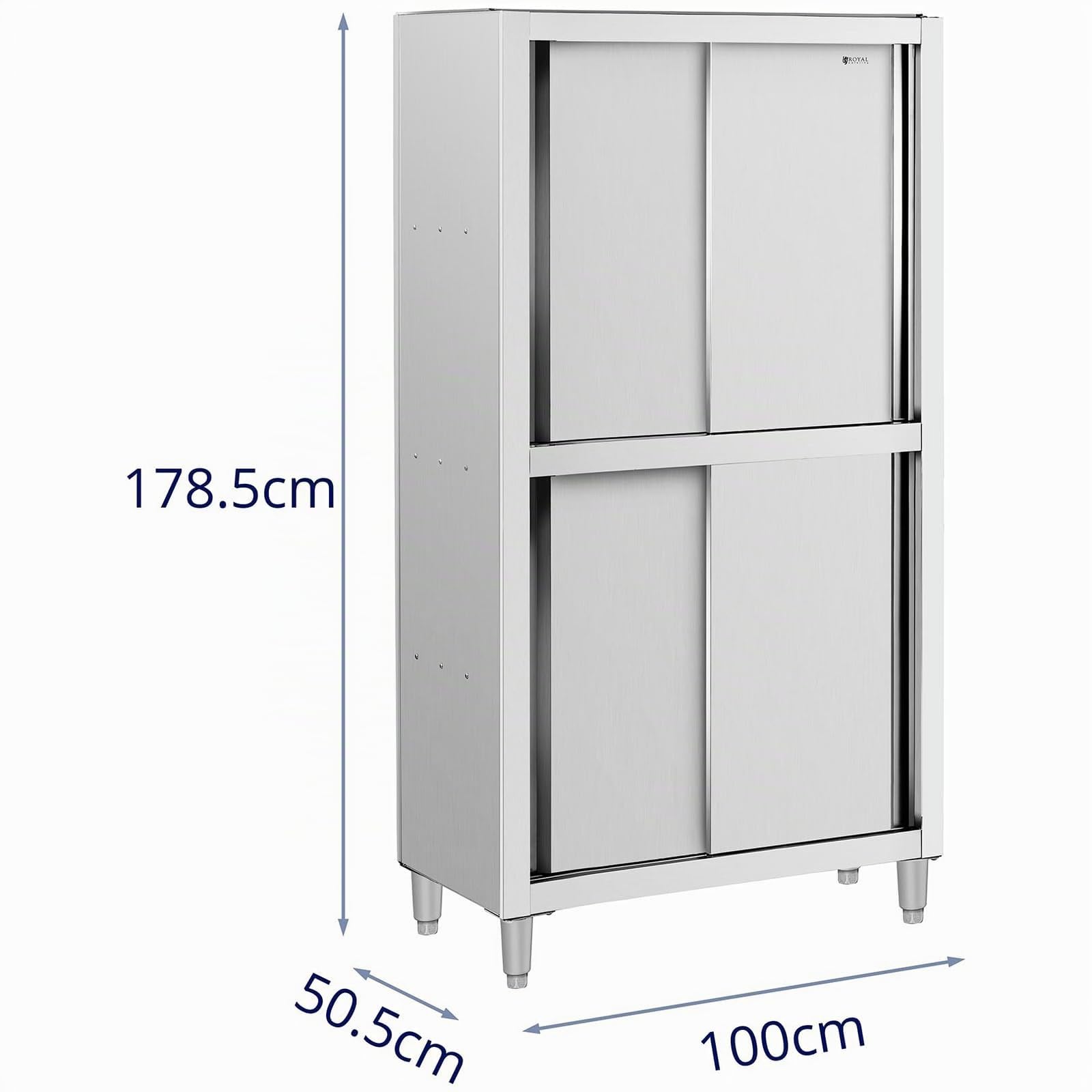 Royal Catering RCDC-100 - Armadietto alto in acciaio inox, 1000 x 500 x 1800 mm, in acciaio inox