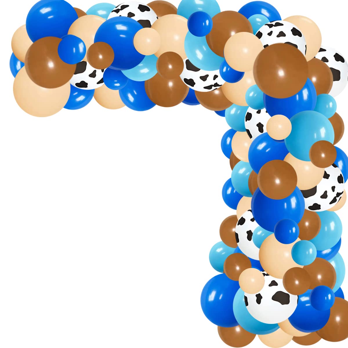 Blue Brown Balloon Arch Garland Kit - 122PCS Blue Blue Brown Balloon Arch Cow Print Balloons Neutral Balloons for Boy Girl Birthday Baby Shower Wedding Bachelorette Bear Party Supplies