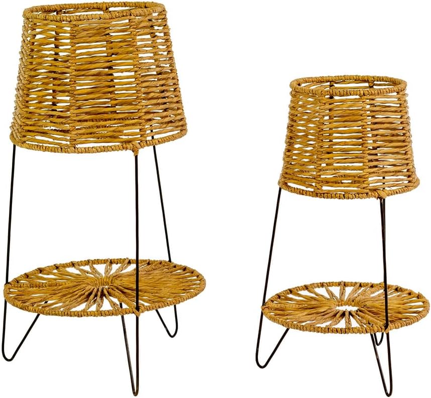 KALALOU A6304 Set of Two Seagrass and Iron PLANTERS