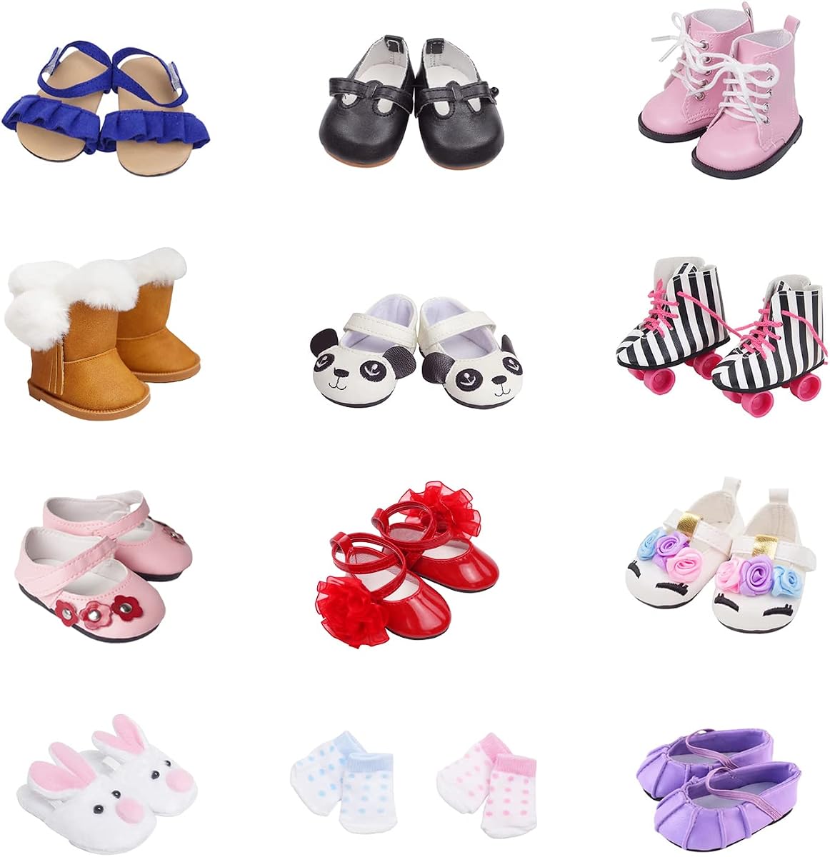 Etistta 6 pares de zapatos de muñeca 2 pares de calcetines se adaptan a zapatos de muñeca de 18 pulgadas Accesorios para muñecas americanas
