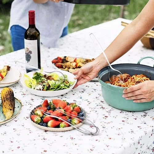 Miniatura 3 de VeZee Utensilios de plástico para servir, utensilios desechables transparentes y resistentes, juego de cucharas de 10 pulgadas, tenedores de 10