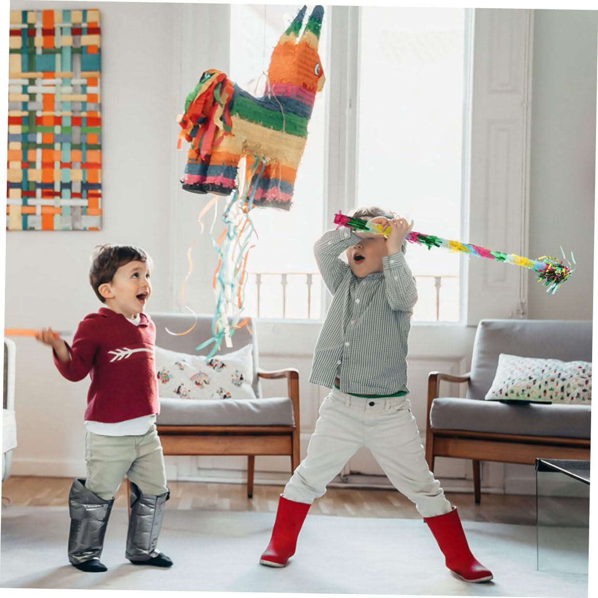 Abaodam Pinata Dinosauro in Carta per Festa di Compleanno, Set Bastone e Maschera, Decorazione Unica e Divertente per Carnevale e Fiesta