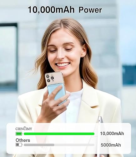 Portable Charger Power Bank,Portable Phone Charger 10000mAh,22.5W Fast Charging with Built in Cables,Travel Battery Pack Compatible with iPhone 17/16/15/14/13,Android, iPad,Airpods(Pink)(Blue)