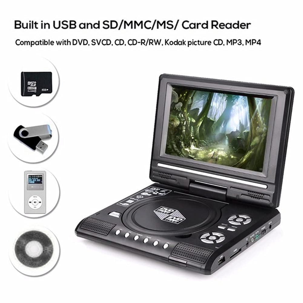 Reproductor de DVD PortáTil de 7,8 Pulgadas para el Hogar, TV, HD, VCD, CD, MP3, HD, Reproductor EVD con TV/FM/USB/FuncióN de Juego, Enchufe de la UE