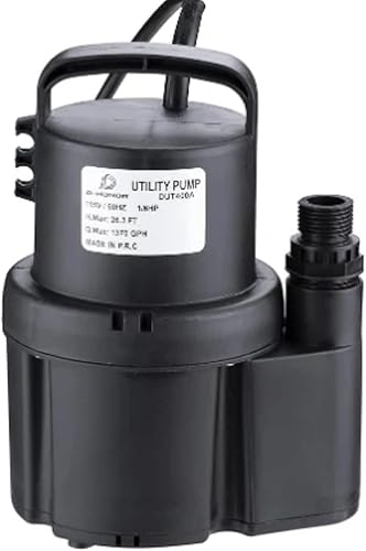 D-HONOR - Bomba sumergible de 1/6 HP 1370 GPH, bomba de sumidero sumergible para agua limpia, bomba eléctrica con salida de agua de 1 pulgada y