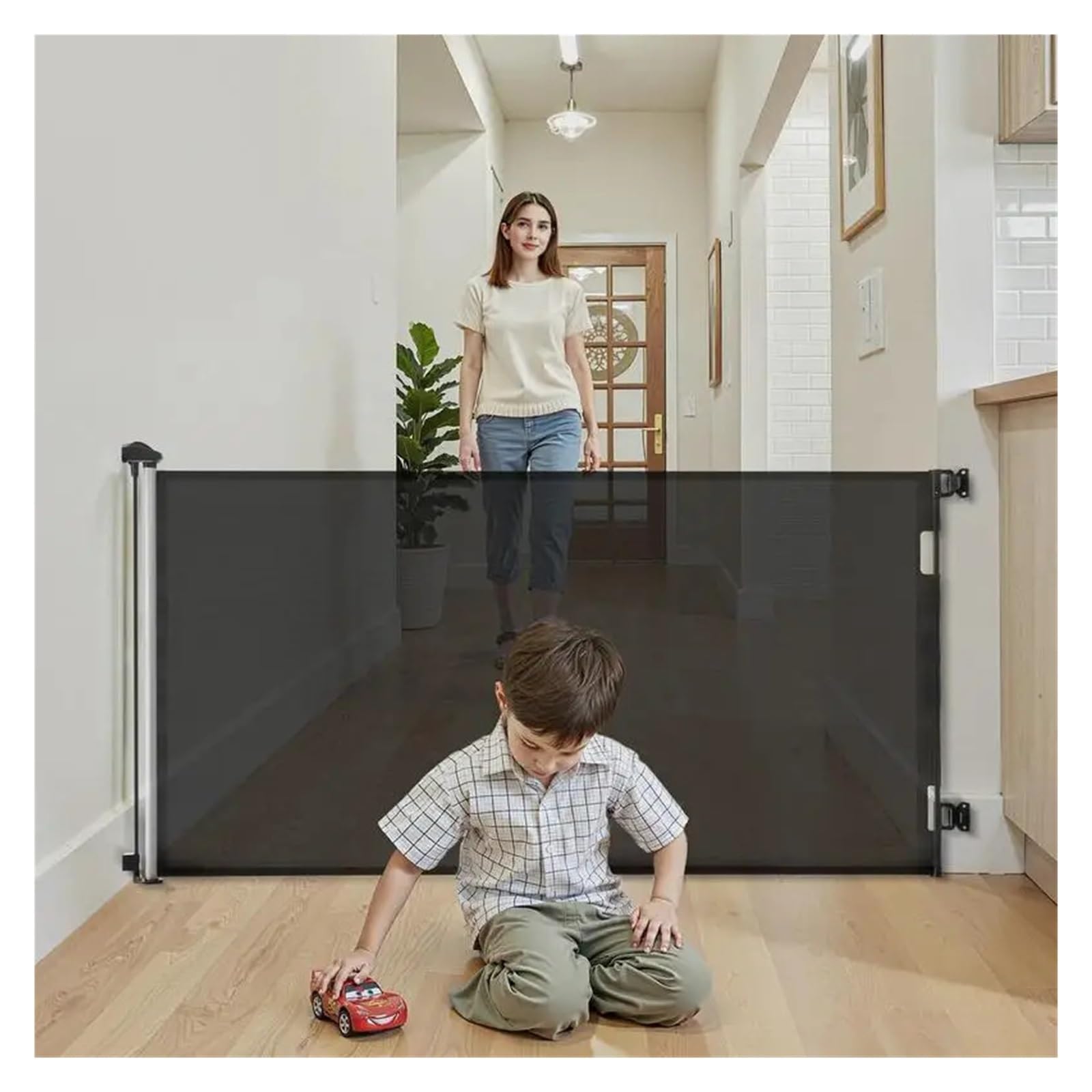 Cancelletto Estensibile Cancello retrattile | Allungabile Fino A 185 Cm (L)/795 Mm (A), Cancello Di Sicurezza In Rete for Scale E Corridoi, Uso Interno/Esterno, Nero