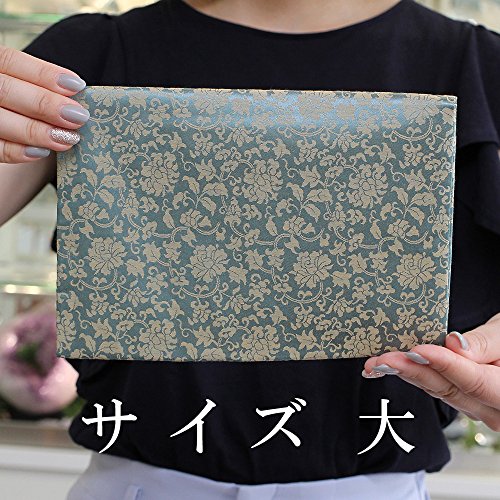 念珠ドットコム 数珠・経本入れ 古渡どんす<牡丹浅葱・大>【念珠入れ 経本袋 大きい数珠袋 ファスナー式 2000600101792】