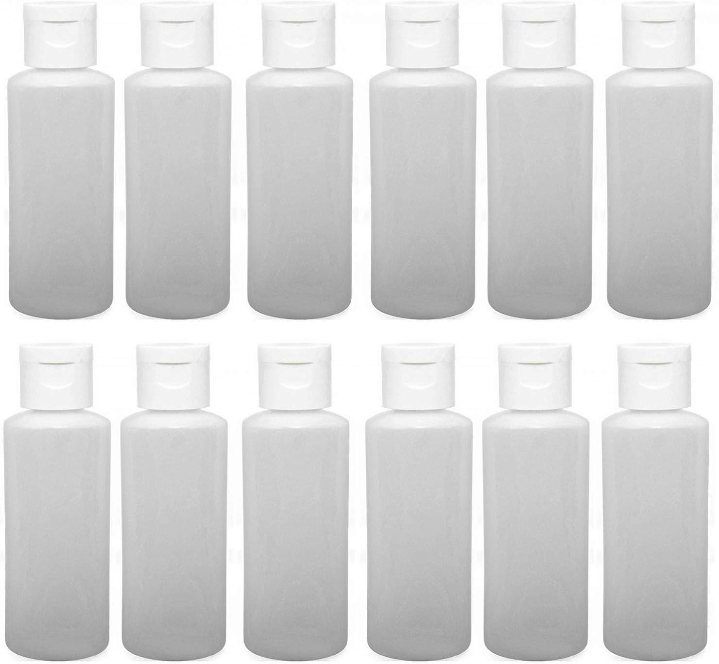Creative Hobbies 1 Oz Natural Color LDPE Easy Squeeze Travel Bottles with White Flip Top, Leak Free Dispenser Caps - Pack of 12