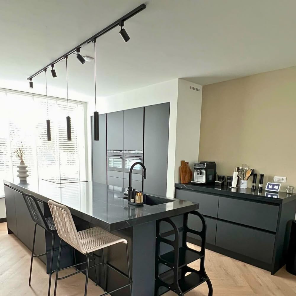 Qub Focus III 1-Phasen LED Schienensystem Komplettset 400cm I-Form GU10 Schwarz