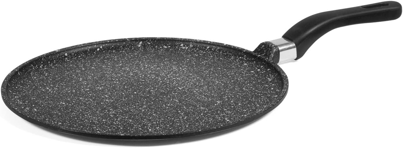 H&H Home Non-Stick Crèpe Pan with Bakelite Handle, Aluminium, Black, 28 cm