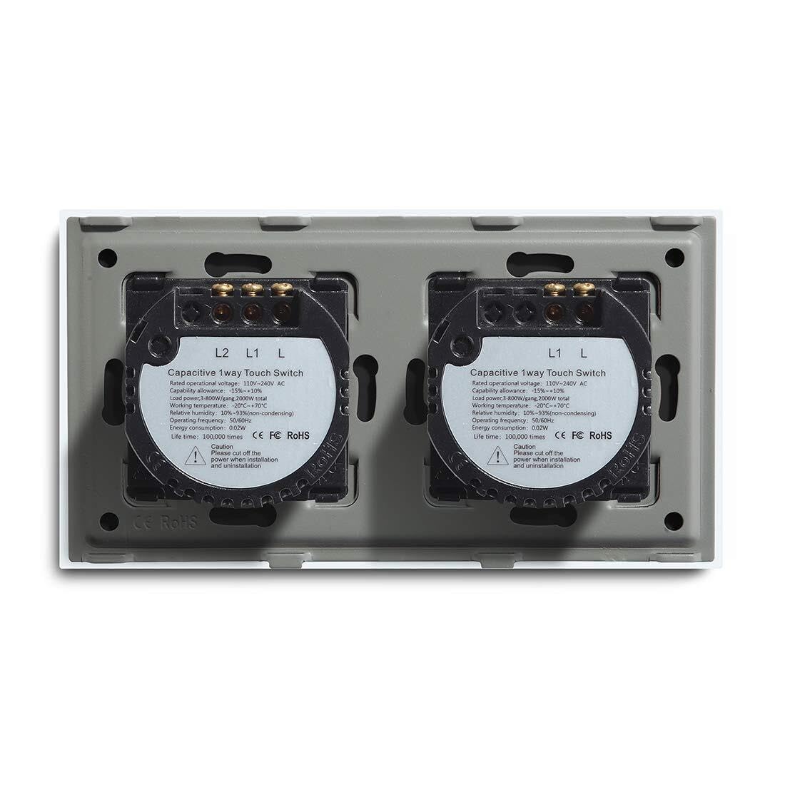 Interruptor de luz táctil inteligente, 1 unidad, Panel de vidrio de 2 vías, multicolor(Black,2 WAY 1)