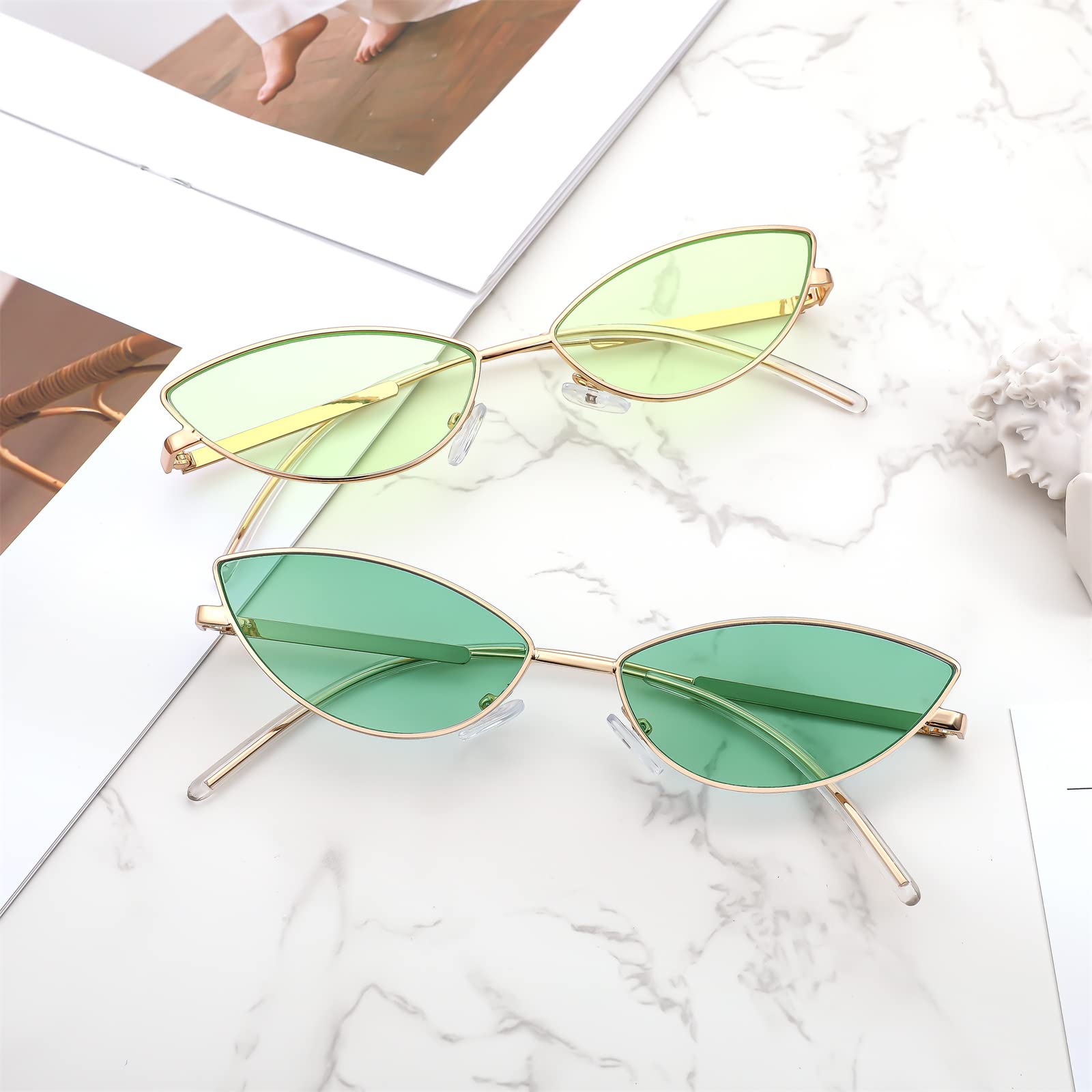 FEISEDY Fashion Designer Sunglasses Retro Small Petals Shape Arc Temple Design B2298
