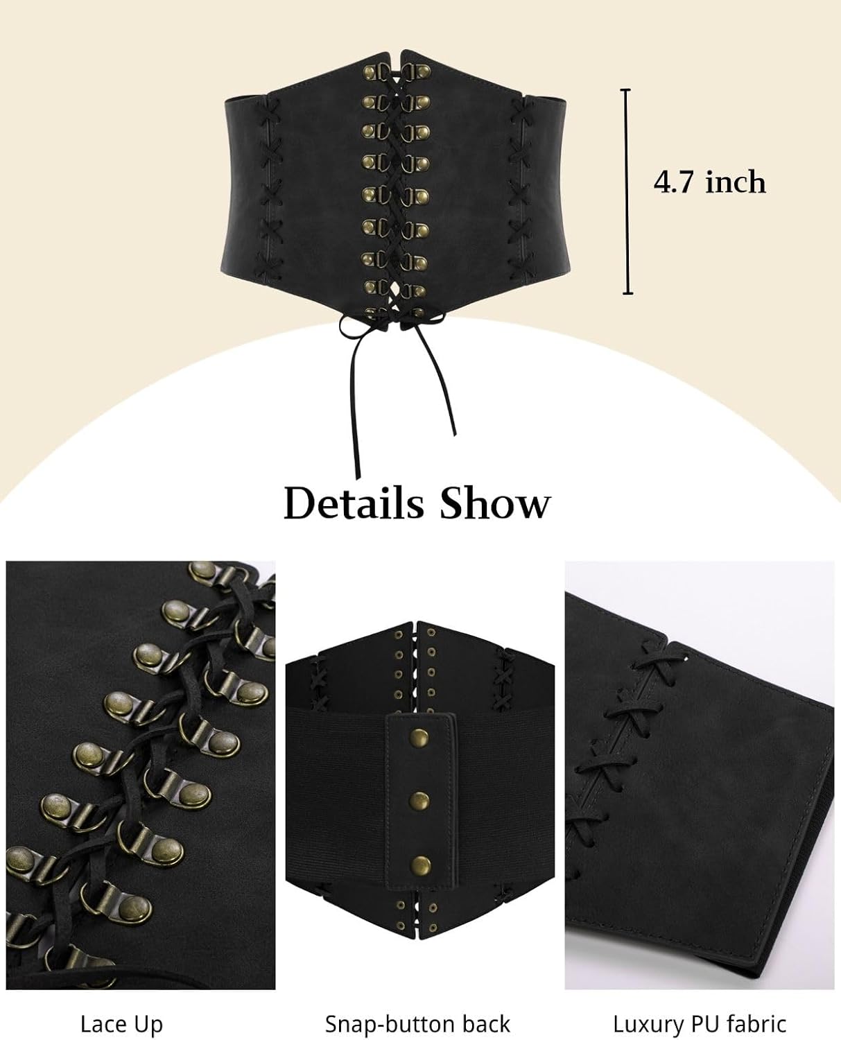 Scarlet Darkness Women Wide Belt Elastic Waist Belt Lace-up Corset Belts for Dress - Image 4