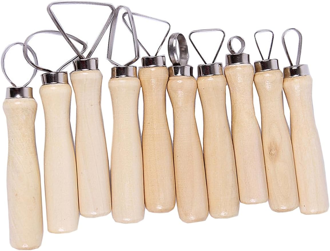 NUOBESTY 10Pcs Pottery Sculpting Tools Set Handle Clay Modeling Kit for Beginners Professionals for Carving Shaping Smoothing and Cleaning Ceramics