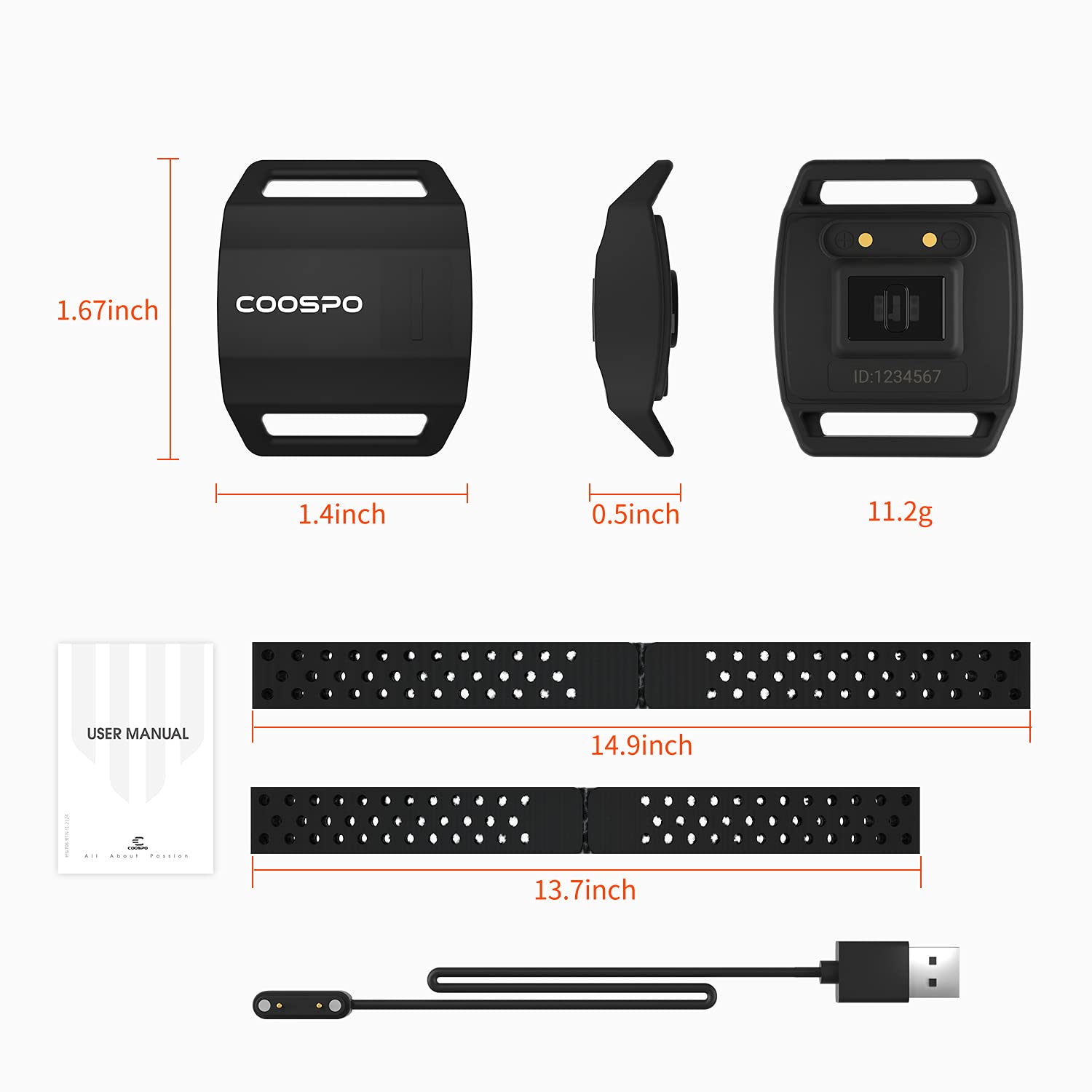 CooSpo Cardiofrequenzimetro da Braccio Fascia Cardio Sensore di Frequenza Cardiaca Ottica Bluetooth Ant+ Impermeabile IP67 Compatibile con Wahoo, Zwift, iCardio, DDP Yoga e Altro