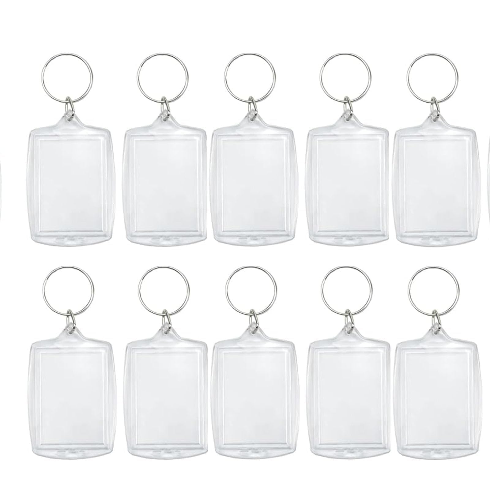 GQunit 10pcs Acrylic Blank Photo Keyrings, Double Sided Blank Insert Keychain, Clear Photo Key Blanks Rings with Split Ring for Women, Family, Friends Photo Craft Gift