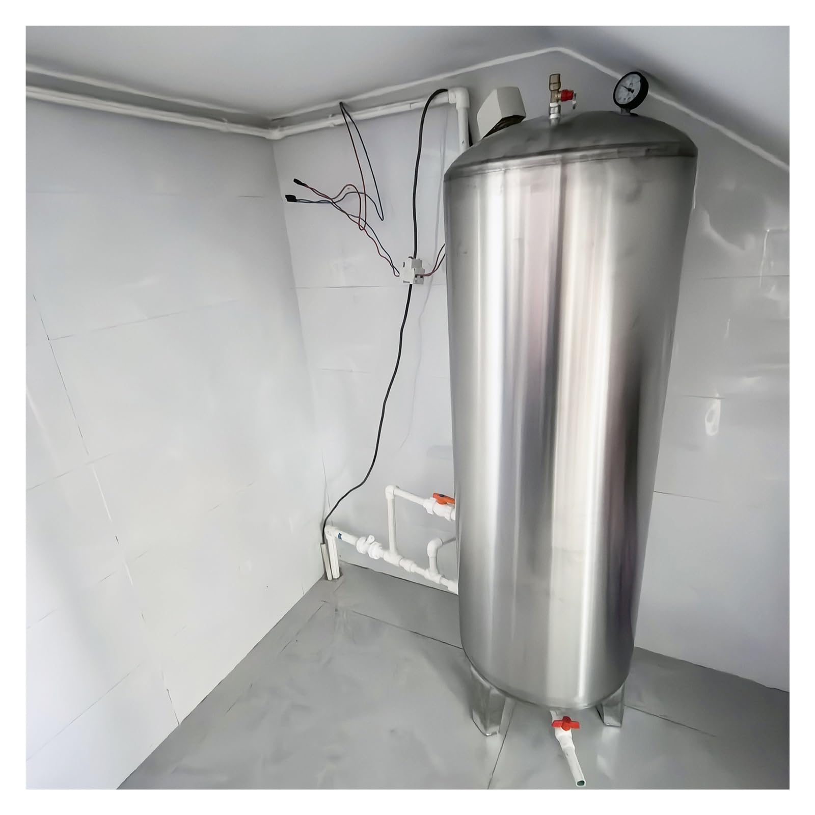 Druckbehälter Druckkessel Tragbarer Wasserspeicher 50, 100, 120, 150, 200, 300 l, Vertikale Druckwassertanks aus Edelstahl 304, Große Wasserbehälter für Warmwasserbereiter(15.9Gal/60L)