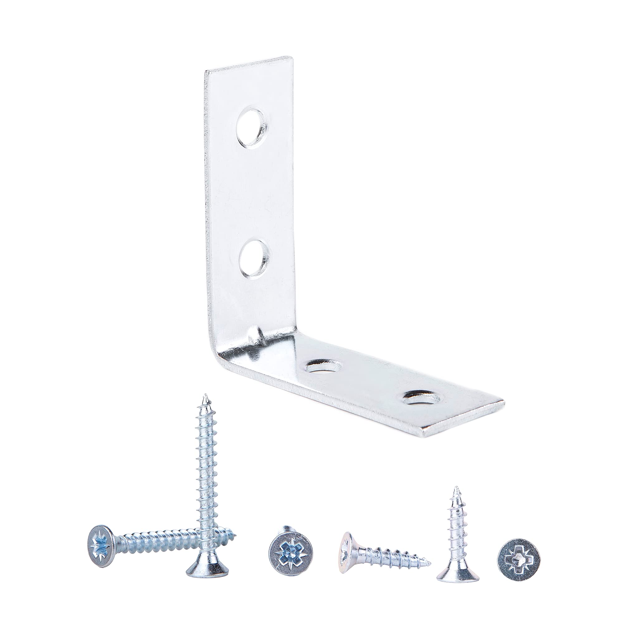 Corner Brace (Pack Of 20 Pcs) 40 X 40 Mm Hardware Bright Zinc Plated Galvanized Steel Corner Joint 90 Degree Braces Brackets Plates With Screws Included (20)