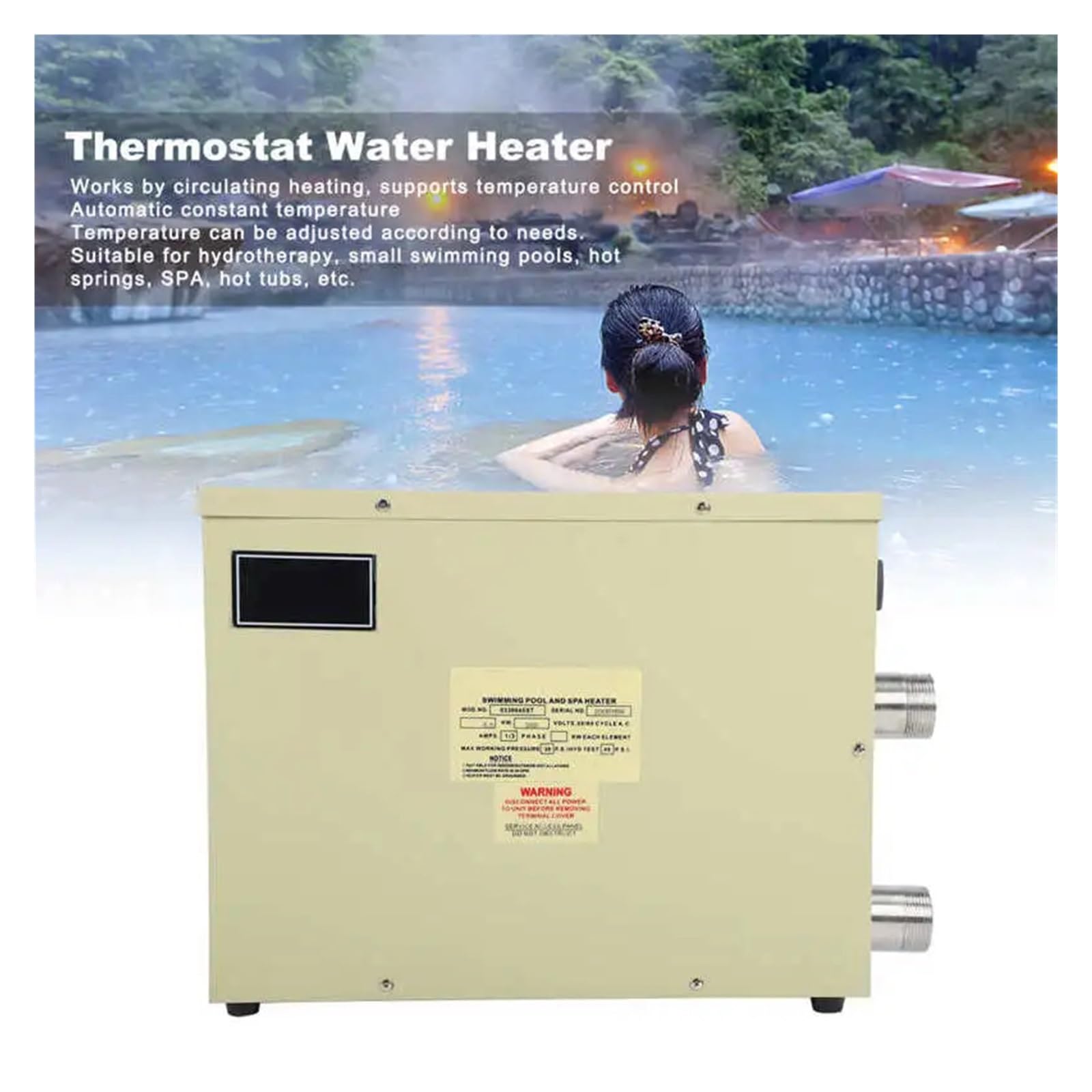 Calentador de piscina Calentador de temperatura constante for baño 5, kW, calentador eléctrico for piscina, equipo termostato, máquina calentamiento for circulación agua Bomba de calor para piscina