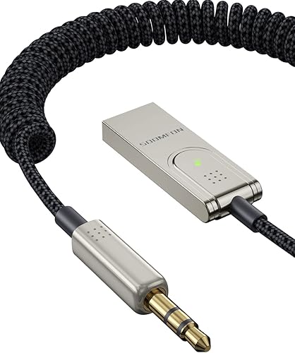 SOOMFON Receptor auxiliar Bluetooth para coche Bluetooth 5.1 Adaptador Bluetooth de 0.138 in para coche con micrófono incorporado para kits de coche disponible en Yaxa El Salvador