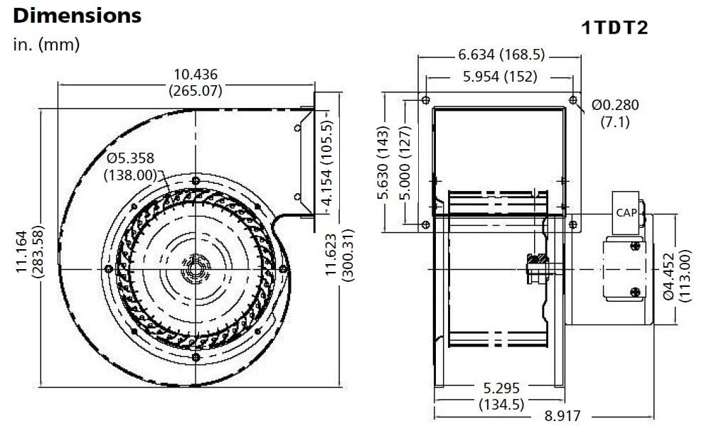 Miniatura 2 de Dayton Soplador 1TDT2, 549 CFM, 115V, 2.05 Amp, 1640 RPM