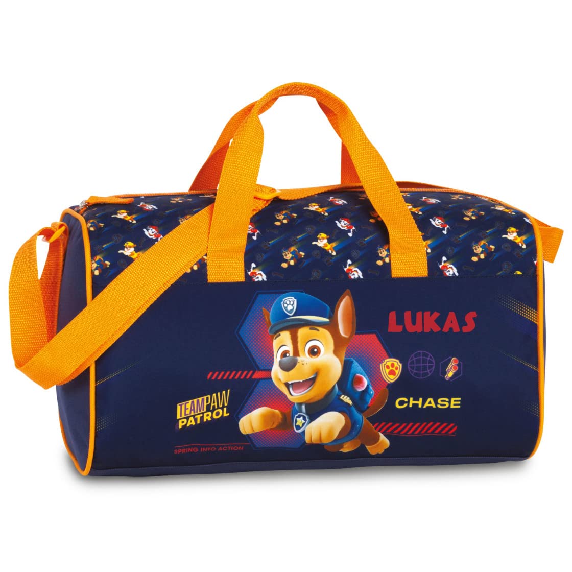 Petit sac de sport Paw Patrol pour enfants avec nom | Sac de voyage personnalisé pour garçons et filles | Sac de natation pour enfants Chase Skye Marshall, Chase, Sac de sport